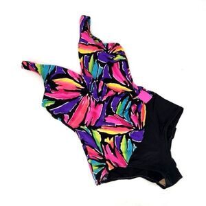 Vintage Catalina 1960s/70s Floral Swimsuit Size 10 Made in USA Neon‎ Abstract